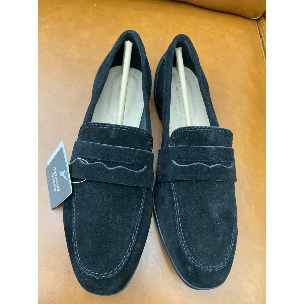 Liz Claiborne LC Inca Loafers Womens 7 Black New Suede Memory Foam Penny Flats - Picture 2 of 10